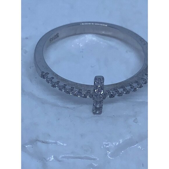 Sterling Silver Cross CZ Ring Womens Size 7 Religious Jewelry Elegant Design - Picture 8 of 9